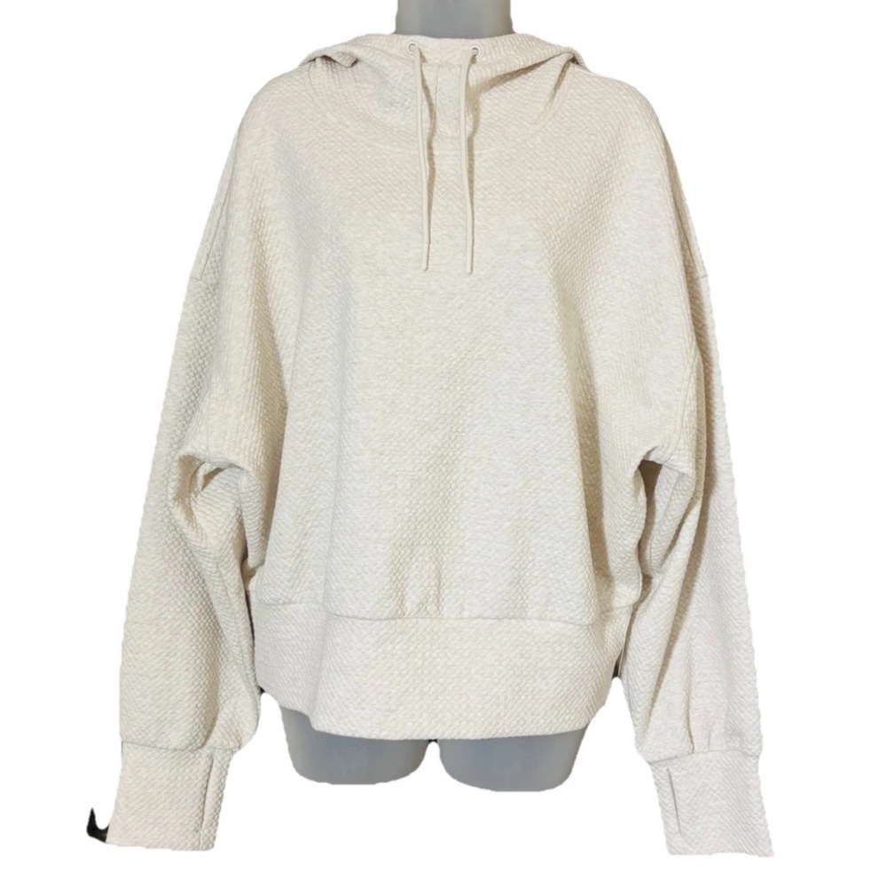 Old Navy Womens Active Dynamic Fleece Popover Quilted Hoodie Cream XL NWT - Picture 14 of 14